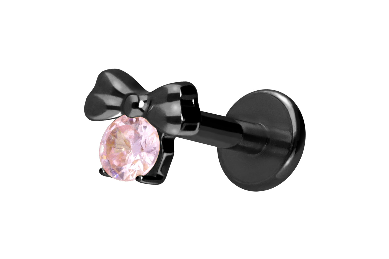 Titan Labret Piercing mit Innengewinde SCHLEIFE + KRISTALL